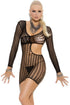 Sexy Long Sleeve Slash Cut out Chemise Lingerie